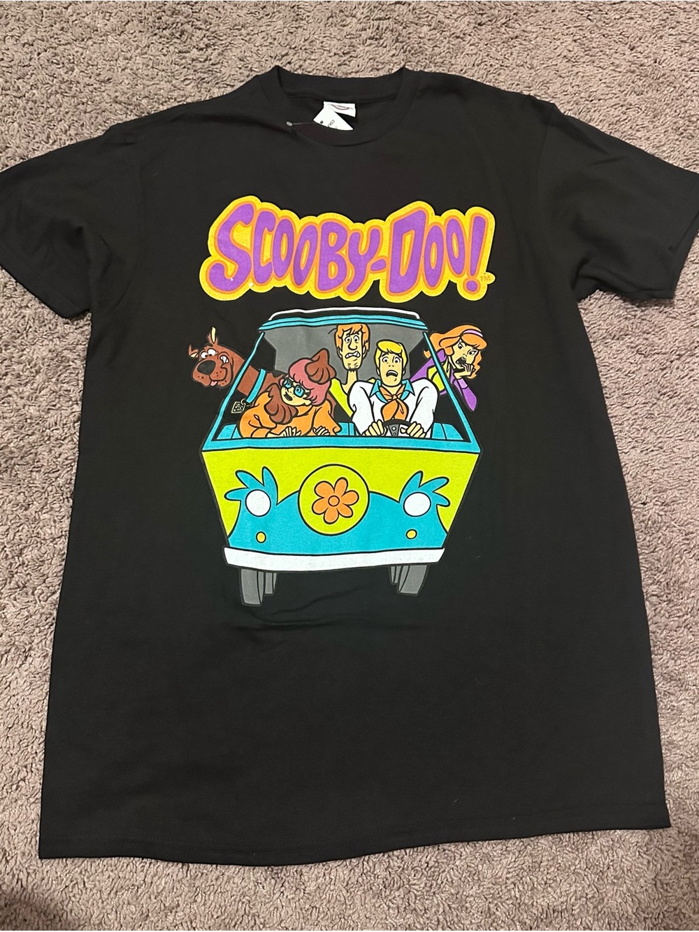 Scooby-Doo Mystery Machine Graphic T-Shirt Black Adult Size M